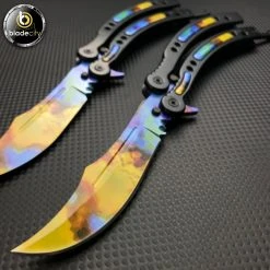 Blade City All Knives *2 Pieces* Case Hardened Balisong Trainer & Sharp Butterfly Set