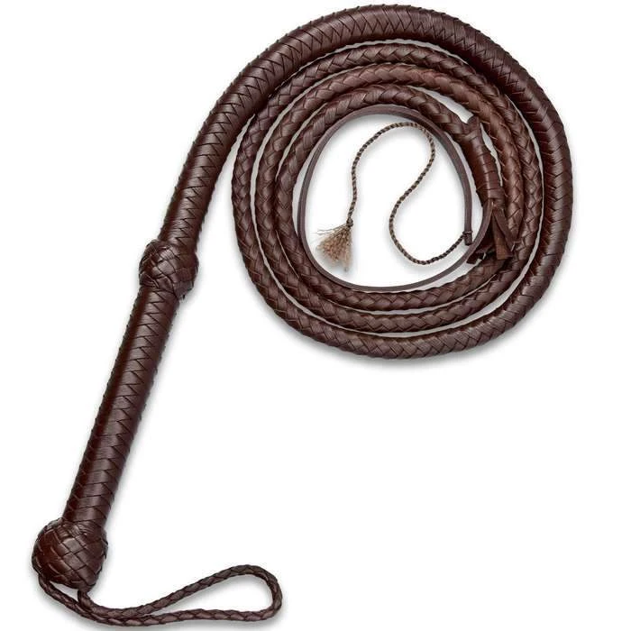 Blade City Hot Gifts 8' Handcrafted Dark Brown Leather Bull Whip 5 Blade City Hot Gifts 8' Handcrafted Dark Brown Leather Bull Whip