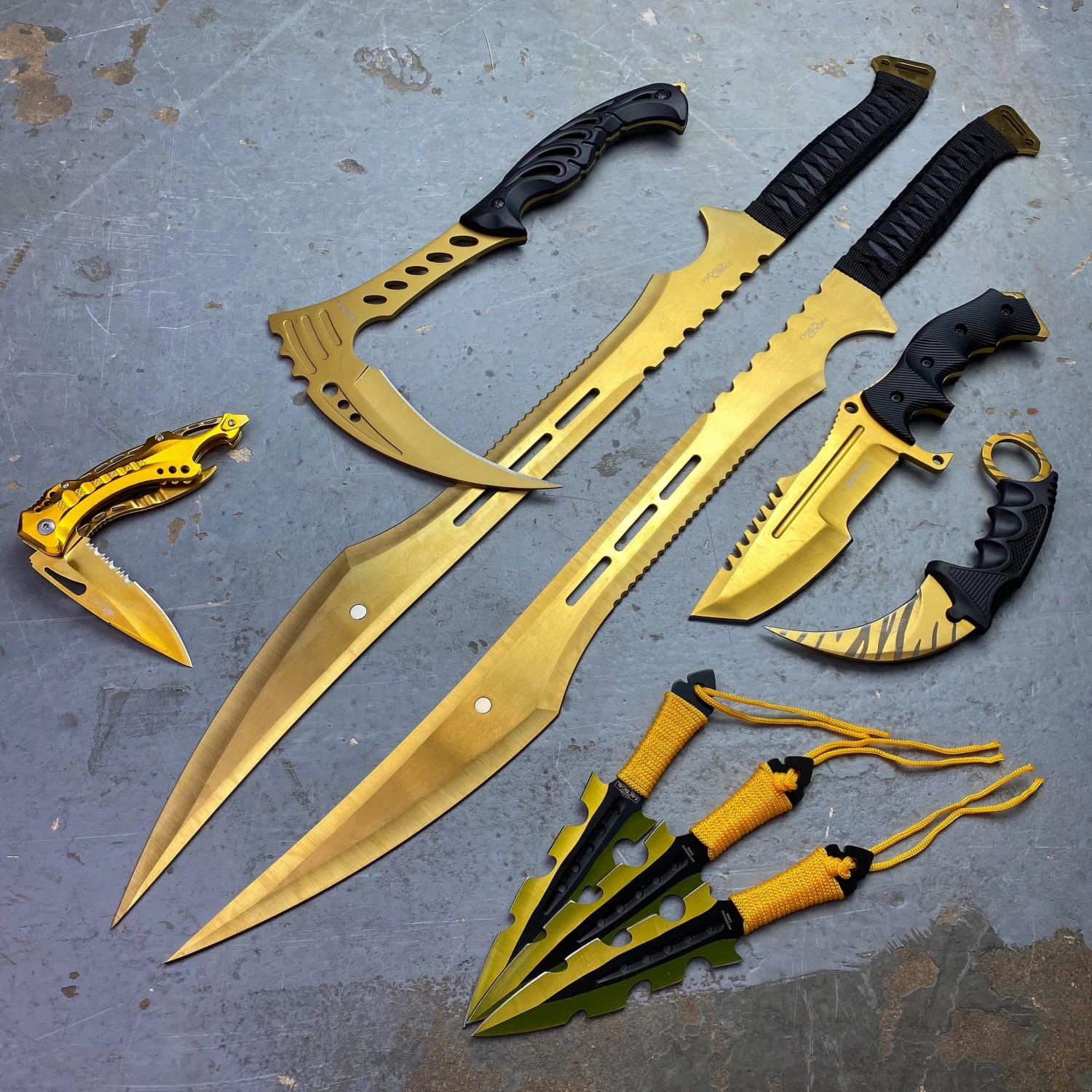 Blade City All Knives 7 Piece Ultra-Gold Mega Knife Set 3 Blade City All Knives 7 Piece Ultra-Gold Mega Knife Set