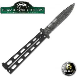 Blade City Bear & Son Drop Point Damascus Butterfly Knife All Knives