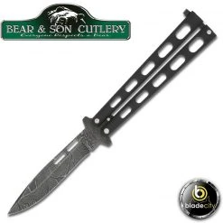 Blade City Bear & Son Drop Point Damascus Butterfly Knife All Knives