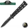 Blade City Bear & Son Large Black Drop Point Butterfly Knife All Knives