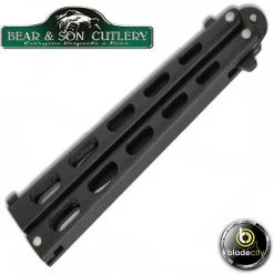 Blade City Bear & Son Large Black Drop Point Butterfly Knife All Knives