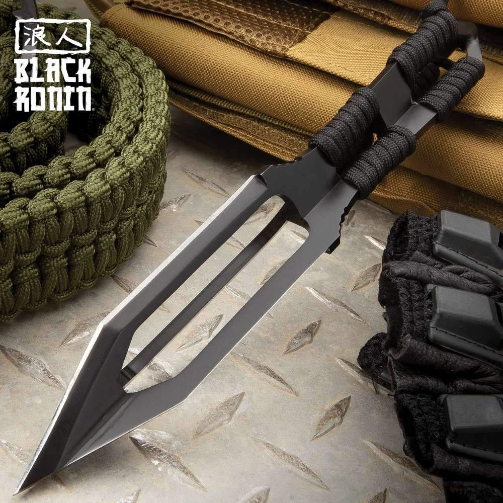 Blade City Black Ronin Tri-Edged Spear Head With Sheath All Knives 3 Blade City Black Ronin Tri-Edged Spear Head With Sheath All Knives