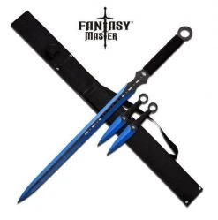 Blade City Blue Krypton Katana Sword W Dual Daggers Swords