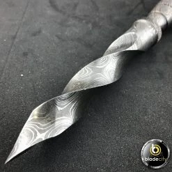 Blade City All Knives BoneEdge Damascus Kris Blade With Leather Sheath