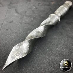 Blade City All Knives BoneEdge Damascus Kris Blade With Leather Sheath