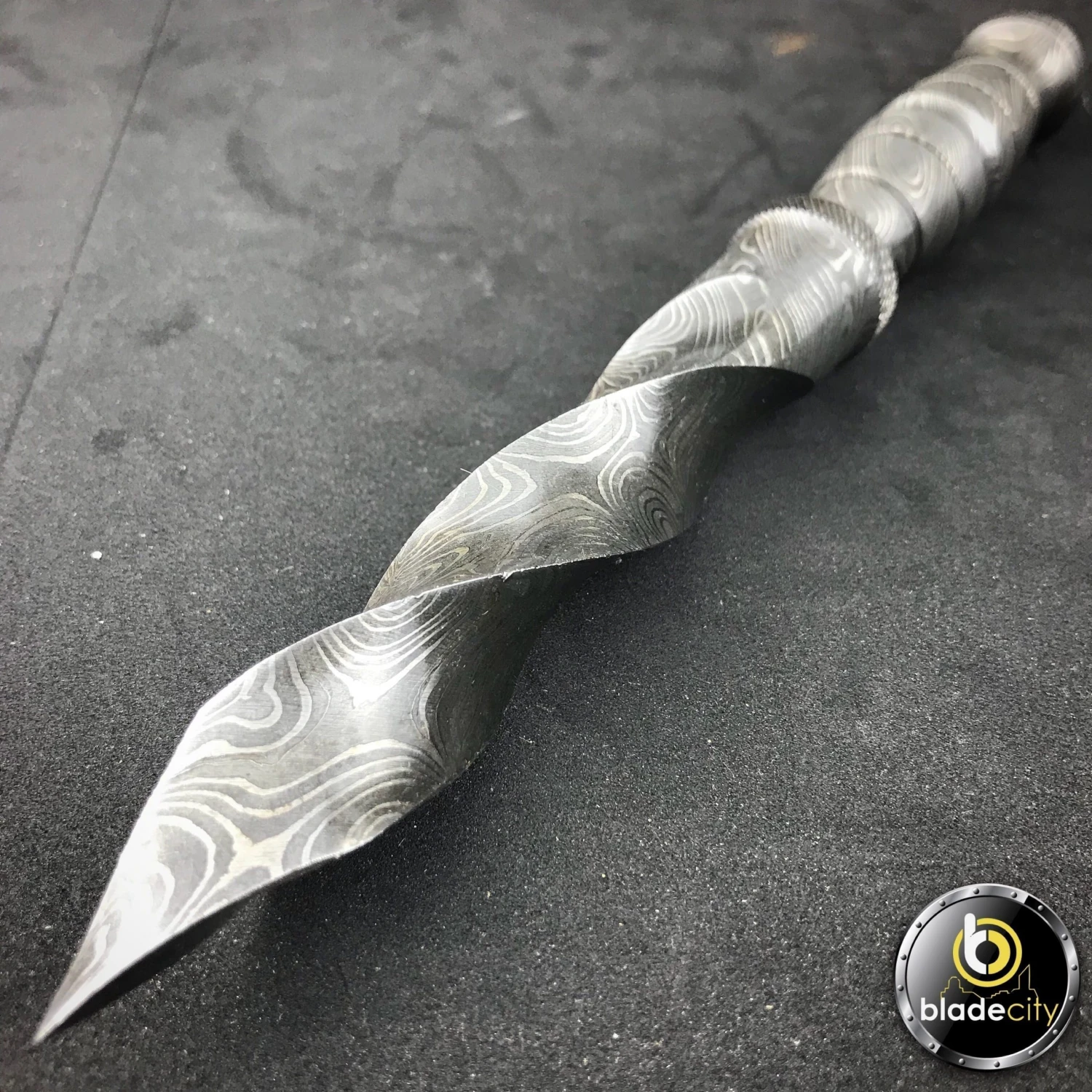 Blade City All Knives BoneEdge Damascus Kris Blade With Leather Sheath 3 Blade City All Knives BoneEdge Damascus Kris Blade With Leather Sheath