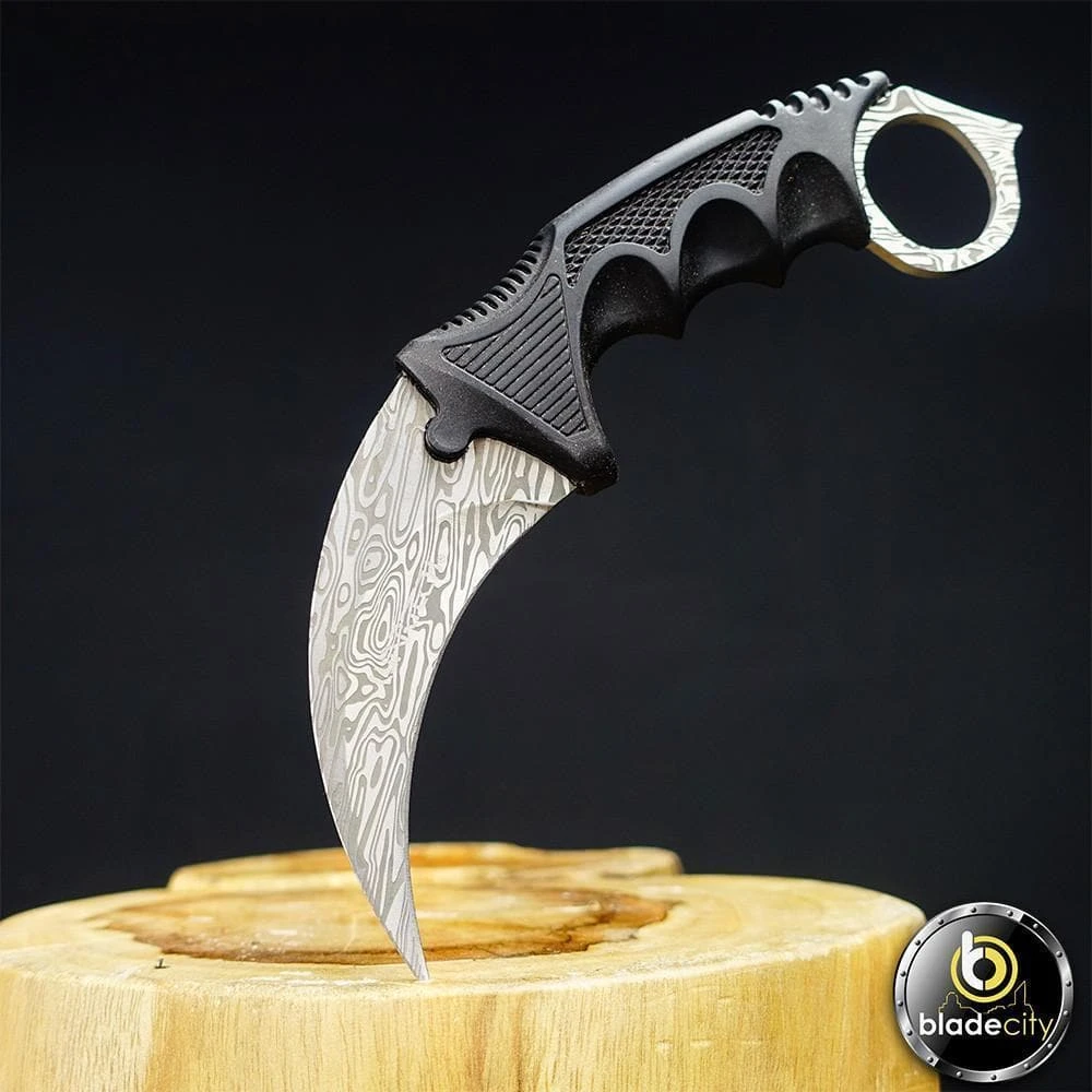 Blade City Damascus Etched Karambit All Knives 3 Blade City Damascus Etched Karambit All Knives