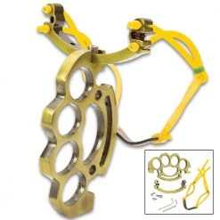 Blade City Self Defense Finger Ring Sling Shot - Heavy-Duty Metal Construction, Strong Rubber Bands - Length 6 1/4”