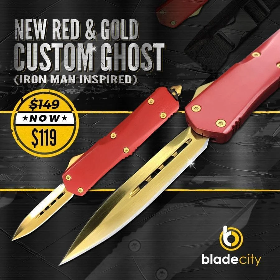 Blade City *Only 15 Left* NEW RED & GOLD CUSTOM GHOST (IRON MAN INSPIRED) Auto's 3 Blade City *Only 15 Left* NEW RED & GOLD CUSTOM GHOST (IRON MAN INSPIRED) Auto's