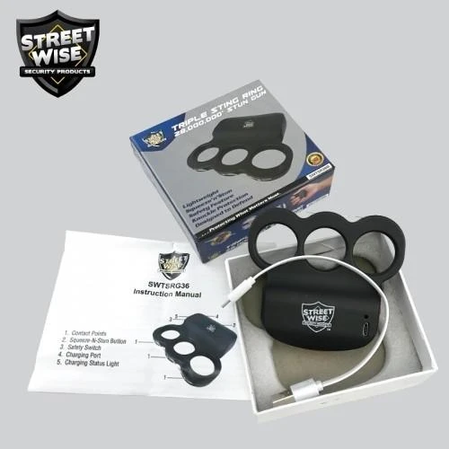 Blade City Self Defense Streetwise Black TRIPLE Sting Ring 6 Blade City Self Defense Streetwise Black TRIPLE Sting Ring