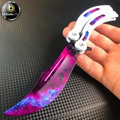 Blade City All Knives *TRAINER BLADE* Video Game Inspired White Galaxy Balisong