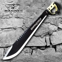 Blade City USMC Semper Fi Sawback Machete With Sheath Fixed Blades