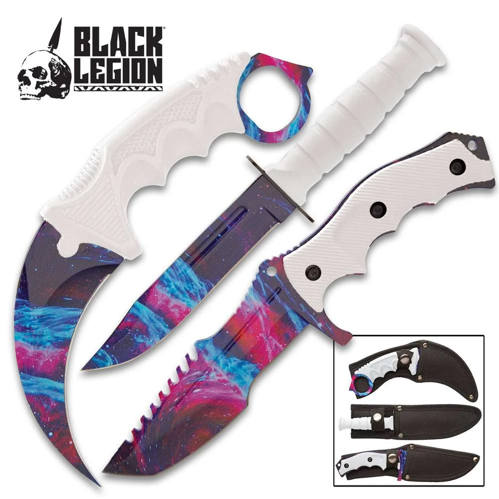 Blade City Black Legion White Galaxy Triple Knife Set All Knives 3 Blade City Black Legion White Galaxy Triple Knife Set All Knives